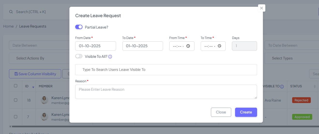 Leave Request Creation
