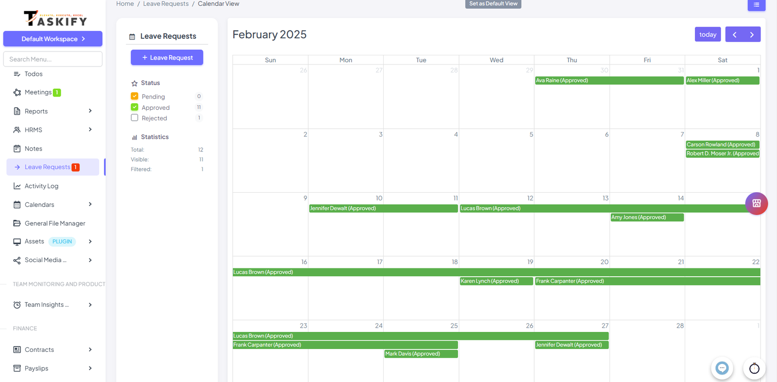 Leave Request Calendar View